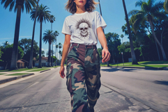 White T-Shirt Cargo Pants Trendy Mockup in PSD JPG Product Image 3