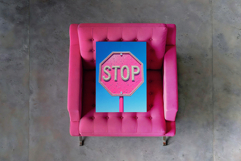 Poster On Pink Tufted Chair PSD And PNG Mockup for wall art Product Image 3