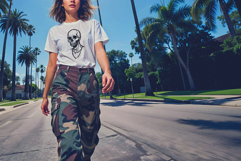 White T-Shirt Cargo Pants Trendy Mockup in PSD JPG Product Image 4