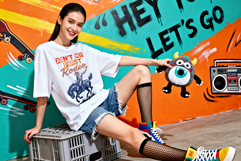 Oversized T-Shirt Fashion Woman Model Mockup PSD JPG Product Image 4