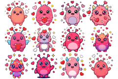 Cute Valentine's Day Monsters Transparent PNG Sublimation Product Image 1