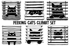 Peeking Cats Sublimation PNG Clipart Set Product Image 1