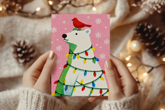 Christmas Polar Bear Card, Wall Art, Printable Designs Product Image 3