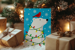 Christmas Polar Bear Card, Wall Art, Printable Designs Product Image 6