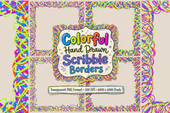 Colorful Hand Drawn Scribble Frames PNG Product Image 1