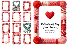 Valentine's Day Yarn Frames - PNG - Clipart - Sublimation Product Image 1