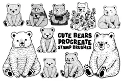 Cute Bears Procreate Stamp Brushes Product Image 5