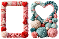 Valentine's Day Yarn Frames - PNG - Clipart - Sublimation Product Image 2