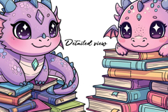 Cute Dragons With Books Png Sublimation Product Image 2