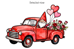 Valentine's Day Sublimation PNG Gnomes In Red Trucks clipart Product Image 7