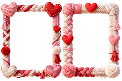 Valentine's Day Yarn Frames - PNG - Clipart - Sublimation Product Image 4