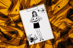 Retro Ladies Halloween Png Clipart for Sublimation, Wall Art Product Image 4