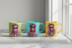 Pink Skeleton With Coffee Sublimation Clipart Collection Product Image 5