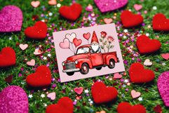 Valentine's Day Sublimation PNG Gnomes In Red Trucks clipart Product Image 4