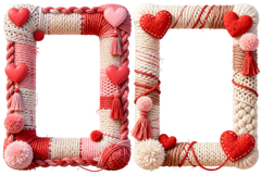 Valentine's Day Yarn Frames - PNG - Clipart - Sublimation Product Image 7