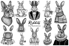 Rabbits PNG Illustration Sublimation Set Product Image 1