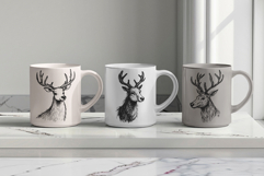 Christmas Reindeer PNG Portraits Sublimation Illustrations Product Image 4