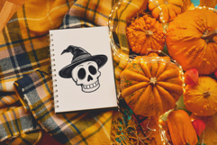 Skulls Wearing Witch Hats, Halloween Clipart, Sublimation Product Image 5