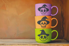 Skulls Wearing Witch Hats, Halloween Clipart, Sublimation Product Image 3