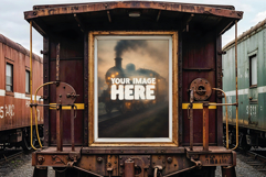 Frame Mockup On A Vintage Rusty Train Car, Poster Product Image 1
