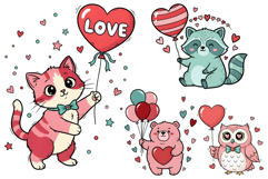 Valentine's Day Animals Sublimation PNG Clipart Collection Product Image 1