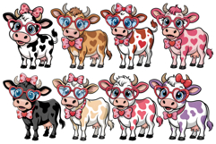 Valentine's Day Cows PNG Clipart for sublimation, cards Product Image 1