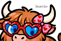 Valentine's Day Highland Cows Clipart or Sublimation Set Product Image 2