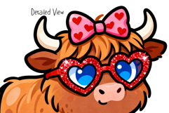 Valentine's Day Highland Cows Clipart or Sublimation Set Product Image 3
