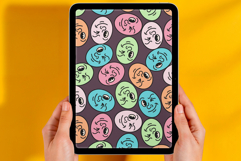 Wink Faces Seamless Pattern Brush for Procreate Product Image 5