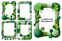 St. Patrick's Day Yarn Frames - Knitted And Crocheted - PNG Product Image 1