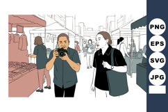 People shopping and photographer capturing moments in busy m Product Image 1