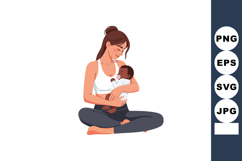 Mother breastfeeding baby sitting cross legged nurturing inf Product Image 1
