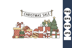 Christmas sale gifts and decorated tree with presents and fe Product Image 1