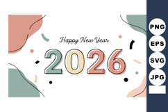New Year 2026 Celebration Greeting Card with Pastel Colors a Product Image 1