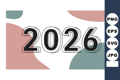 2026 Modern Year Number Design with Abstract Shapes and Mute Product Image 1