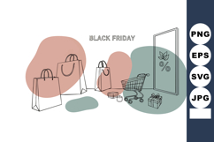 Black Friday shopping bags cart discount sale concept vector Product Image 1
