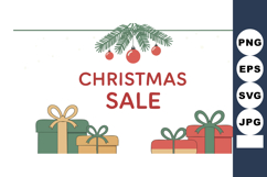 Christmas sale holiday gift boxes with pine branches and red Product Image 1