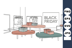 Black Friday Sale Scene with Clothing Store Interior and Gif Product Image 1