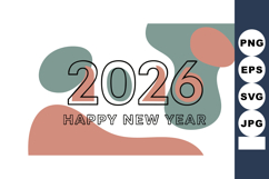 2026 Happy New Year abstract design with muted green and pea Product Image 1