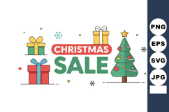 Christmas sale with decorated tree and colorful gift boxes f Product Image 1