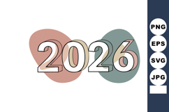 2026 Year Number Design with Abstract Colorful Background fo Product Image 1