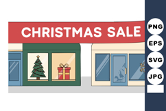 Christmas sale storefront with decorated window and festive Product Image 1