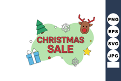 Christmas sale banner with festive reindeer gift star and sn Product Image 1