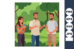 Group of young diverse friends chatting outdoors in summer c Product Image 1
