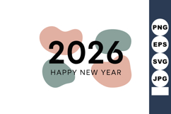 2026 Happy New Year Abstract Minimalist Vector Design with S Product Image 1