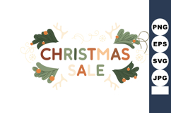 Christmas sale decorative vector design with festive green l Product Image 1