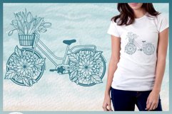 Vintage Bicycle with Tulips Foral Mandala SVG Product Image 2