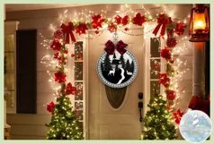 Church with Deer Round Sign | Christmas Porch Sign SVG Product Image 3