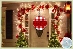 Plaid Round SVG | Happy Holidays Quote | Front Door Sign SVG Product Image 3