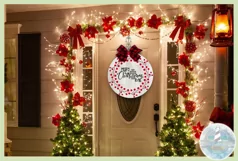 Merry Christmas To All Round Sign | Christmas Porch Sign SVG Product Image 3